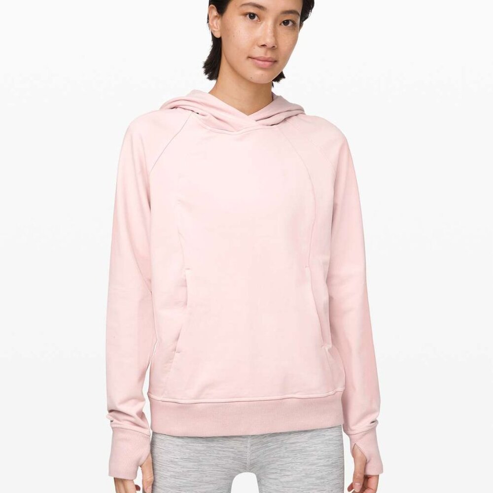 Lululemon Scuba Pullover hoodie, blush pink / Pink Bliss, thumb holes sweatshirt